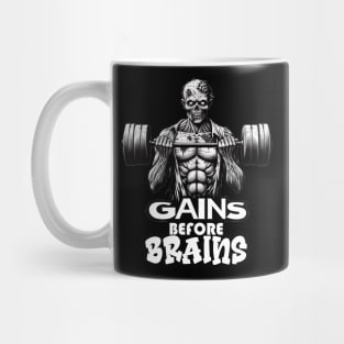 Zombie Lifter Tee - Gains Before Brains Fitness Mug